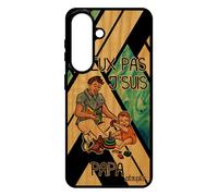 Coque j'peux Pas j'suis Papa S26+ Plus en Bois Silicone père Cadeau d'anniversaire Texte Comique Naissance Fille Je pour Samsung Galaxy