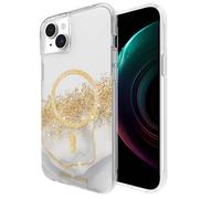 Coque Karat Compatible MagSafe pour iPhone 15 Plus Décorée de Paillettes Dorée