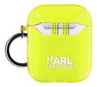 Accessoires audio Karl Lagerfeld Coque pour Airpods Silicone gel avec Mousqueton Choupette Ikonik jaune