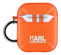 Accessoires audio Karl Lagerfeld Coque pour Airpods Silicone gel avec Mousqueton Choupette Ikonik orange