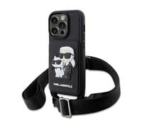 Karl Lagerfeld KLHCP14XCSAKCPMK Coque pour iPhone 14 Pro Max 6,7" Coque rigide Noir Crossbody Saffiano Karl & Choupette