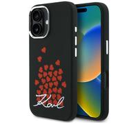 Coque Karl Lagerfeld en silicone avec logo « Heart Sign » et MagSafe pour iPhone 16, noire