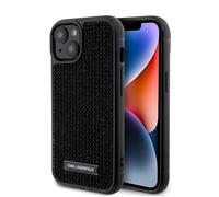 Coque - KARL LAGERFELD - Hardcase Strass - iPhone 15/14/13 - Plaque Métallique Logo - Noir