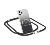 Coque Karl Lagerfeld hybride couleurs dégradées cordon bandoulière pour Apple iPhone 11 Pro Max, Noir