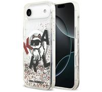Coque Karl Lagerfeld Liquid Paillettes Choupette Logo MagSafe pour iPhone 17 Air Transparent