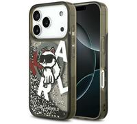 Coque Karl Lagerfeld Liquid Paillettes Choupette Logo MagSafe pour iPhone 17 Pro Max Noir