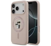 CG MOBILE Karl Lagerfeld - Anneau en silicone « Karl & Choupet » - Compatible avec coque MagSafe pour iPhone 17 Pro (rose)