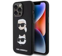 Coque Karl Lagerfeld Silicone Liquide Têtes Karl & Choupette iPhone 15 Pro Noir
