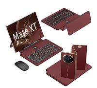 COQUE Kit Clavier Bureau Mobile Mate XT - Étui Clavier Cuir Intégral + Stylo Tactile + Souris Bluetooth - pour Huawei Mate XT Ultimate/Mate-X6/X5/X3 (Téléphones Pliables)-Rouge