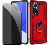 Coque Kompatibel Honor 50/Huawei Nova 9 Rouge Étui De Protection Avec Protecteur D'Écran En Verre De Confidentialité Anti-Espion