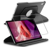 Coque Lenovo Tab P12 (2023) Housse Etui Rotatif 360 PU Cuir + VERRE Tremp, Noir