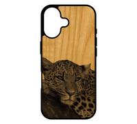 Coque Leopard Guepard Jaguar Pour Iphone 17 En Bois Silicone Etui Nature Smartphone Telephone Felin Peinture Animal Gel Design