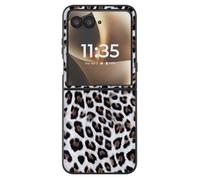 Coque Léopard pour Motorola Razr 70 Ultra et Razr 60 Ultra Protection Pliable Bimatière Blanc