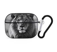 Coque lion africaine pour AirPods Pro 2, coque de protection rigide antichoc pour homme et femme, compatible avec coque Airpod Pro 2e/1ère génération, avec porte-clés, noir