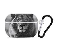 Coque lion africaine pour AirPods Pro 2, coque de protection rigide antichoc pour homme et femme, compatible avec coque Airpod Pro 2e/1ère génération, avec porte-clés, blanc