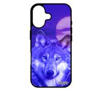 Coque Loup Pour Iphone 17 En Silicone De Protection Lune Ciel Animaux Design Animal Louve Bleu Telephone Nuit Smartphone Case Alpha
