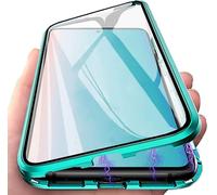 Coque Magnétique 360° Compatible Charge Sans Fil Pour Huawei P40 Pro - Bumper Métal Et Verre Trempé 9h Avant/Arrière, Protection Intégrale, Vert