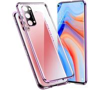 Coque Magnétique 360° Pour Oppo Reno4 Pro ¿ Cadre Aluminium Antichoc & Verre Trempé Double Face, Aimants Puissants, Protection Intégrale