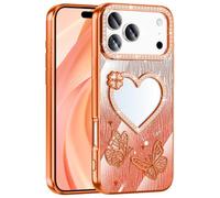 Coque magnétique à paillettes pour iPhone, compatible avec le chargement sans fil MagSafe (iPhone 17, orange)