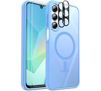 Coque magnétique anti-chocs pour Samsung Galaxy A16, compatible avec MagSafe, avec 2 films de protection d'écran et 2 protecteurs d'objectif d'appareil photo, coque translucide anti-traces de doigts