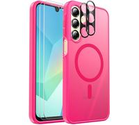 Coque magnétique anti-chocs pour Samsung Galaxy A16, compatible avec MagSafe, avec 2 films de protection d'écran et 2 protecteurs d'objectif d'appareil photo, coque translucide anti-traces de doigts