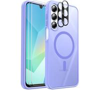 Coque magnétique anti-chocs pour Samsung Galaxy A16, compatible avec MagSafe, avec 2 films de protection d'écran et 2 protecteurs d'objectif d'appareil photo, coque translucide anti-traces de doigts