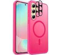 Coque magnétique anti-chocs pour Samsung Galaxy S24 FE - Avec 2 films de protection d'écran et 2 protecteurs d'objectif d'appareil photo - Coque translucide anti-traces de doigts pour Samsung Galaxy