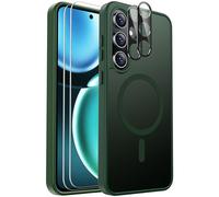 Coque magnétique anti-chocs pour Samsung Galaxy S24 FE - Avec 2 films de protection d'écran et 2 protecteurs d'objectif d'appareil photo - Coque translucide anti-traces de doigts pour Samsung Galaxy
