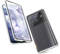 Coque Magnétique Cadre Métal Pour Vivo X80 / X80 Pro - Bumper Antichoc 360° Avec Verre Trempé Avant Et Arrière, Dos Transparent