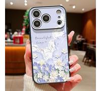 Coque magnétique compatible avec iPhone 15 Pro, compatible avec les coques de protection militaires MagSafe contre les chutes, joli imprimé floral en relief, coque de protection intégrale en TPU