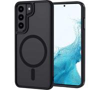 Coque Magnétique Compatible Magsafe & Charge Sans Fil Qi Pour Samsung Galaxy S22 5g - Dos Translucide Mat Anti-Rayures, Bumper Tpu Antichoc Ultra-Fin, Noir