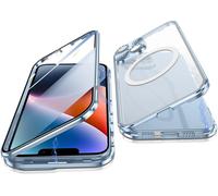 Coque Magnétique Compatible Magsafe Iphone 14 Plus 6,7'' 360° Protection Double Face Verre Avant Dos Pc Mat Bleu Antichoc Anti-Traces