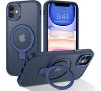 Coque Magnétique Compatible Magsafe Pour Iphone 11 - Charge Sans Fil, Support Anneau Invisible, Protection Caméra, Finition Mate Translucide, Antidérapante Et Anti-Traces - Bleu