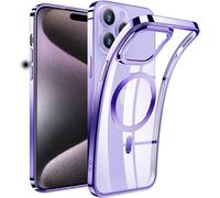 Coque Magnétique Compatible Magsafe Pour Iphone 15 Pro Max - Silicone Transparent Ultra-Fin, Protection Anti-Chocs Niveau Militaire Et Protège-Caméra, Violet