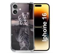 Coque Magnétique Compatible Magsafe Pour Iphone 16 Animal Chat Reflet