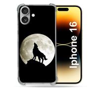 Coque Magnétique Compatible Magsafe Pour Iphone 16 Plus Animal Loup Noir