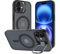 Coque Magnétique Compatible Magsafe Pour Iphone 16 Plus ¿ Antichoc Grade Militaire, Translucide Mat, Support Caméra Réglable Intégré, Chargement Sans Fil Sécurisé, Noir