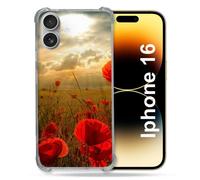 Coque Magnétique Compatible Magsafe Pour Iphone 16 Plus Fleur Coquelicot