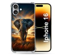 Coque Magnétique Compatible Magsafe Pour Iphone 16 Pro Animal Elephant Savane