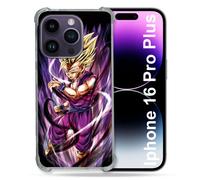 Coque Magnétique Compatible Magsafe Pour Iphone 16 Pro Plus Manga Dragon Ball Sangohan Violet