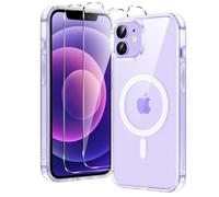 HQSELECTION Coque Magnétique Compatible Avec MagSafe pour iPhone 12/12 PRO + 2 Vitre Verres Trempés Transparent