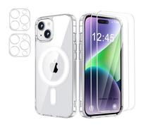 HQ-CLOUD® Coque Magnétique pour iPhone 12 Pro 6,1 Pouces avec 2 Verres Trempés et 2 Caméra Protecteur, Compatible avec MagSafe, Dos Anti Rayures, Transparent