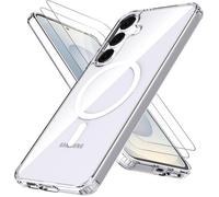 Coque Magnétique Pour Samsung Galaxy S25 +/S5 Plus 5g Avec 2 Vitre Verres Trempés,Compatible Avec Magsafe ,Transparent - Hqselection®
