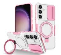 Coque magnétique pour Appareil Photo Samsung Galaxy S24, S23, S22, S21, S20, Note 20 Ultra Plus FE, résistante aux Chocs, avec béquille, Rose et Blanc, pour Galaxy S22 Plus