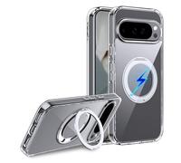 Coque Magnétique pour Google Pixel 10/10 Pro 5G Case Compatible avec MagSafe, 360° Metall Ring Ständer Magnetisch PC Silicone Housse Qualité Militaire Antichoc Étui Transparent