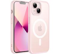Coque Magnétique Pour Iphone 13 6,1 Pouces Compatible Avec Magsafe, Etui Translucide Mat Arrière Housse Fine Antichoc Rose