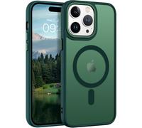 Coque Magnétique Pour Iphone 14 Pro 6,1 Pouces ¿ Compatible Magsafe, Charge Sans Fil, Finition Translucide Mate, Protection Niveau Militaire Anti-Rayures Anti-Chocs, Vert