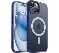 Coque Magnétique Pour Iphone 15 ¿ Protection De Niveau Militaire Anti-Chocs, Dos Translucide Mat Résistant Aux Rayures, Slim, Compatible Recharge Sans Fil (Bleu Foncé)