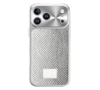 Coque Magnétique pour IPhone 17/17 Pro / 17 Pro Max - Coque De Luxe en Cuir Motif Serpent avec Finition Galvanisée - Protection Intégrale des Objectifs,17,Silver