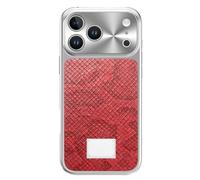Coque Magnétique pour IPhone 17/17 Pro / 17 Pro Max - Coque De Luxe en Cuir Motif Serpent avec Finition Galvanisée - Protection Intégrale des Objectifs,17,Red